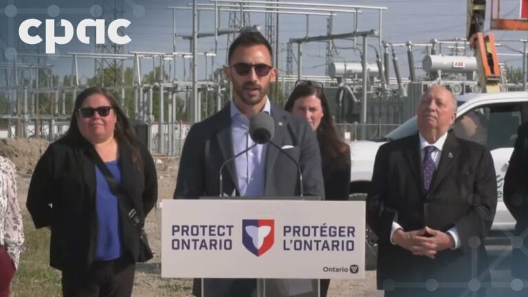 Ontario Energy Minister Stephen Lecce holds a news conference in Courtright – September 9, 2025